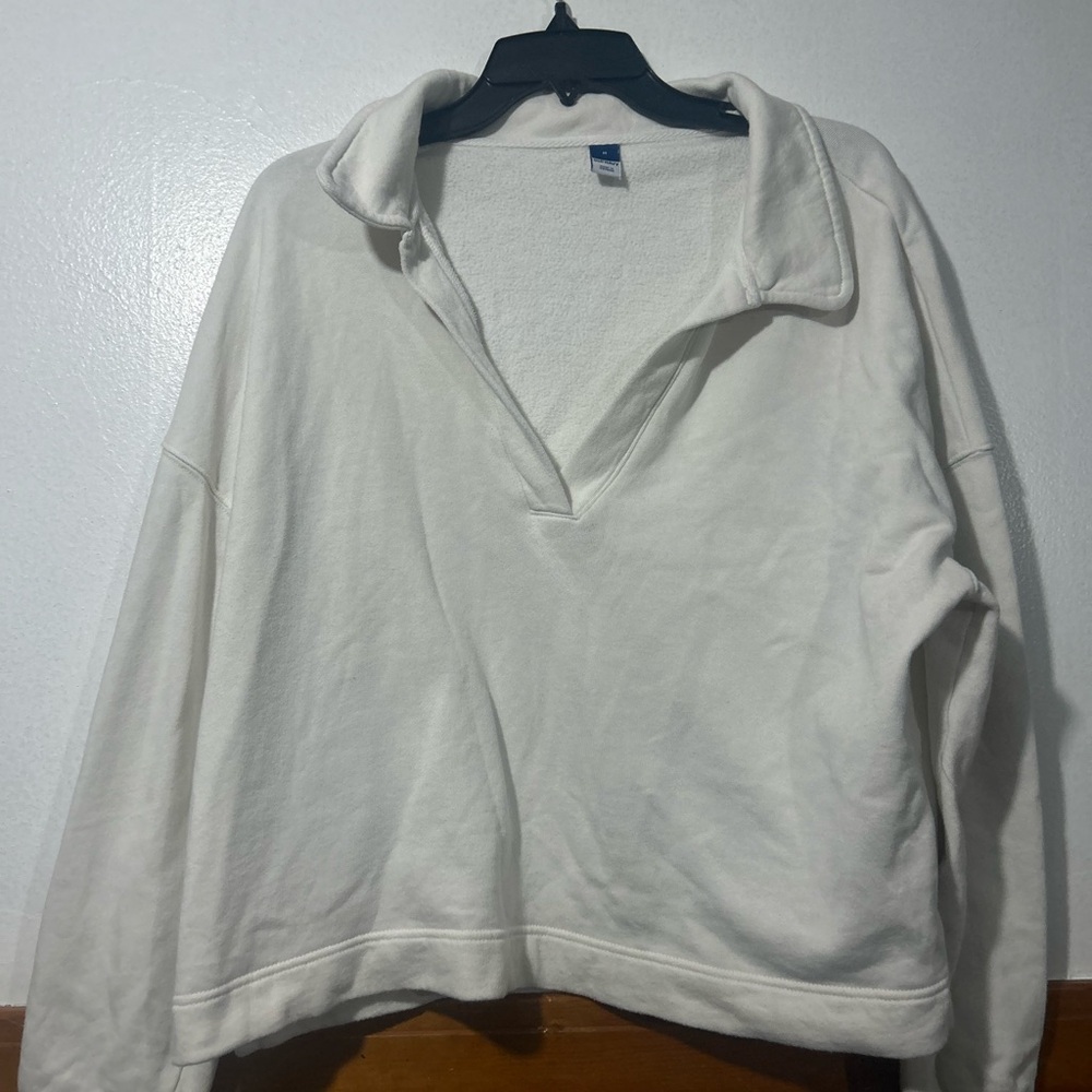 Old Navy White Cozy Pullover Sweatshirt